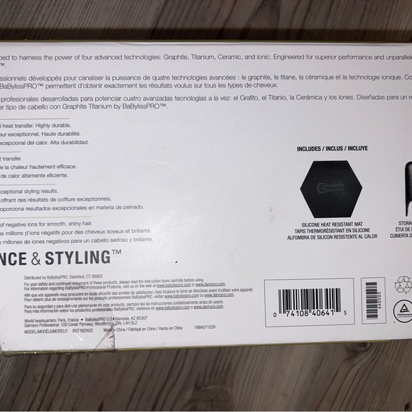 COPY - BaByliss Pro Graphite Titanium 1" Ionic Flat Iron black digital 450F BGT… - Picture 6 of 6